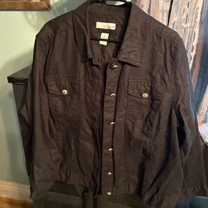 Lucy & Laurel Charcoal Linen Top 3X